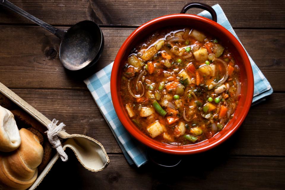 minestrone soup in a bowl