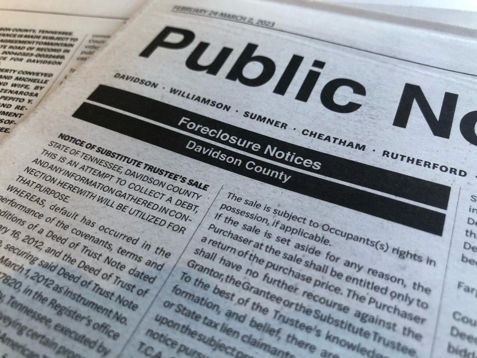 A new bill before Tennessee lawmakers, SB 1324, would move foreclosure public notices away from the state's newspapers and to the Secretary of State's website. Local publishers say such a move could negatively impact news organizations, particularly in rural areas.