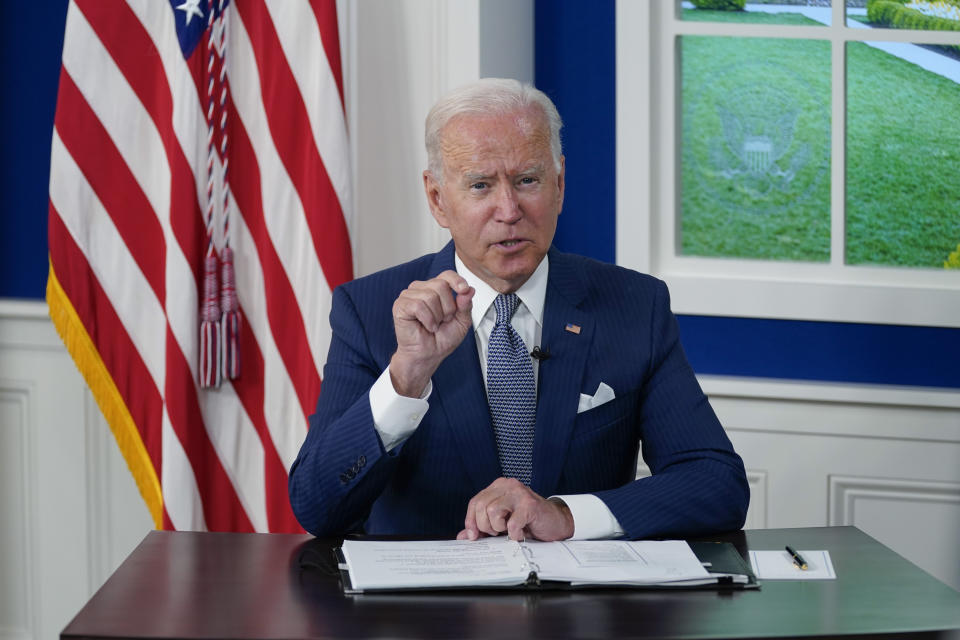 President Biden at the White House on Wednesday, participating in a virtual COVID-19 summit of the U.N. General Assembly.