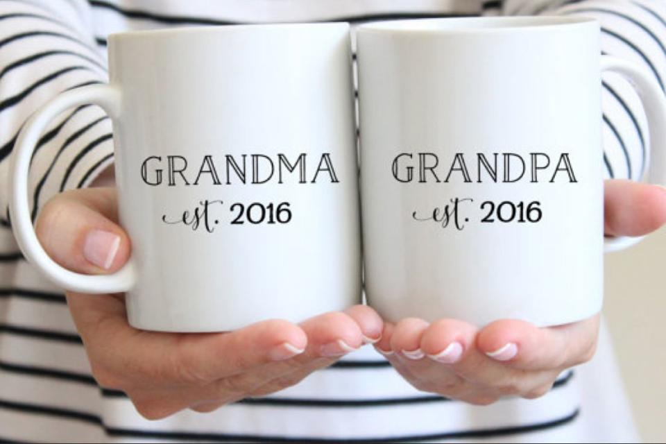 Personalizable Grandma and Grandpa Ceramic Mug Set