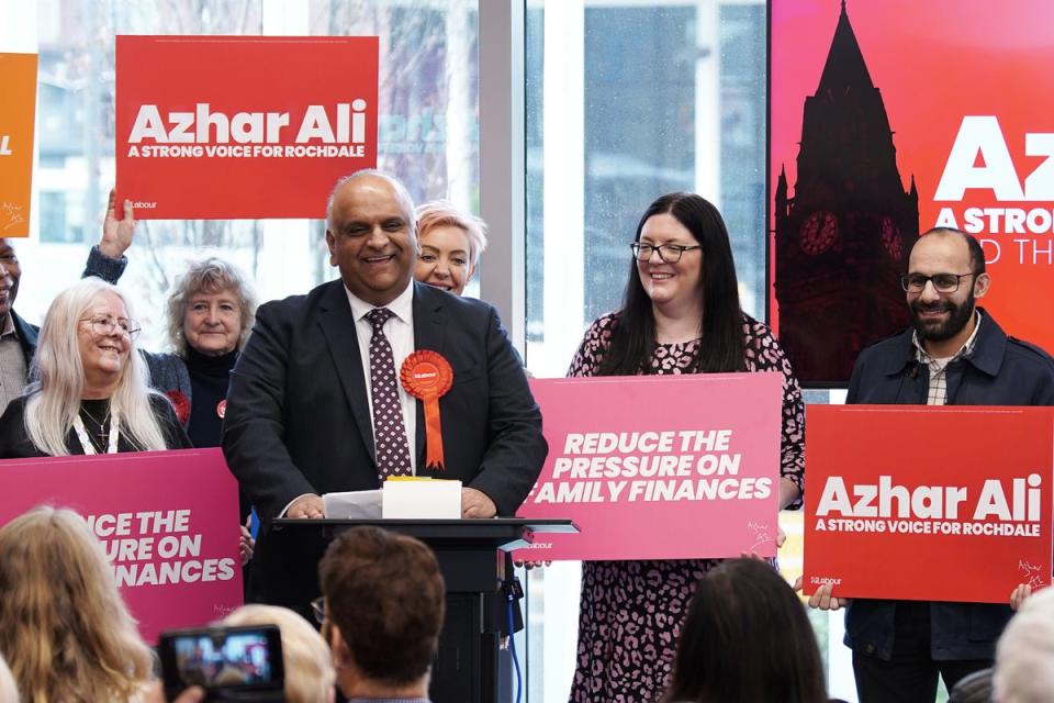 Rochdale’s by-election is due to take place this month, with Ali locked in as the Labour candidate (PA)