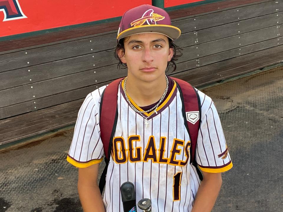 Luis Martin Romero slashed the first pitch he saw in the bottom of the eighth inning into left field to score a run and walk off Canyon View 5-4 for Nogales in the 5A state tournament on May 8, 2023.