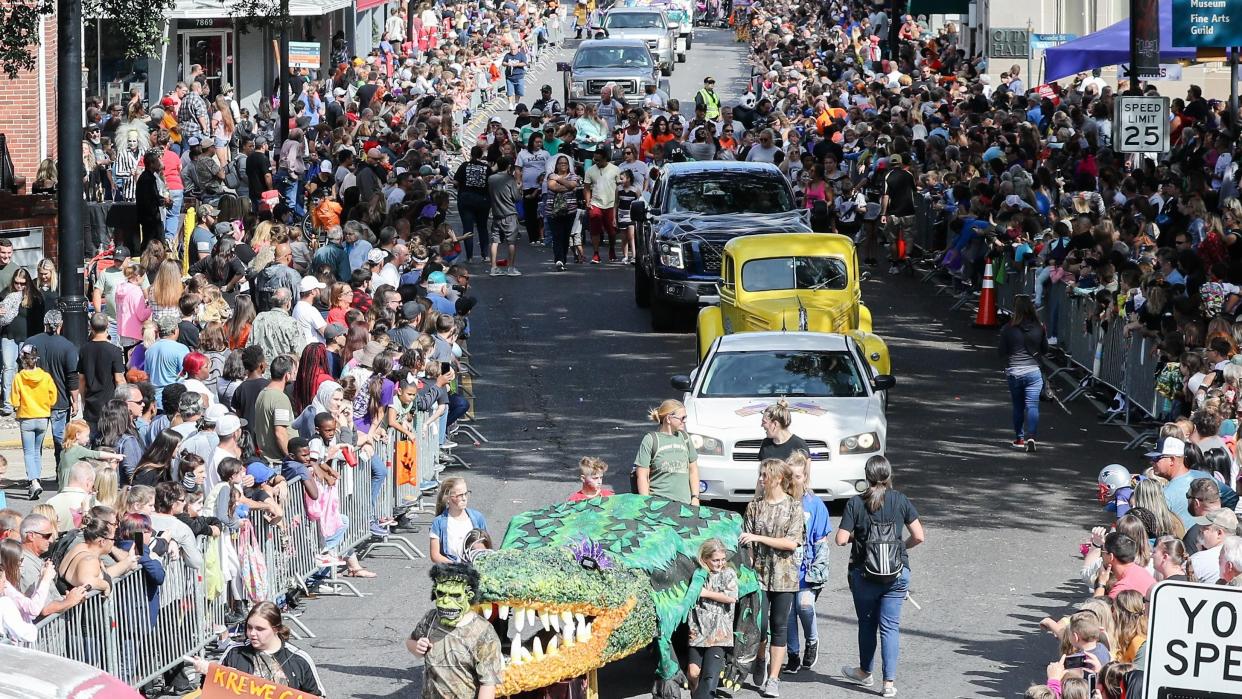 The Krewe Ga Rou parade, part of Houma's annual Rougarou Festival, rolls through downtown Houma in October 2018. Unlike previous years, this year's parade will roll near the South Louisiana Discovery Center and the Houma-Terrebonne Civic Center.