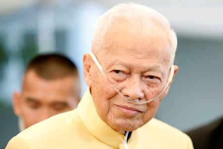 FILE PHOTO: Thailand's former Prime Minister and President of the Royal Privy Council Prem Tinsulanonda is seen during an official event in Bangkok, Thailand April 10, 2019. REUTERS/Stringer