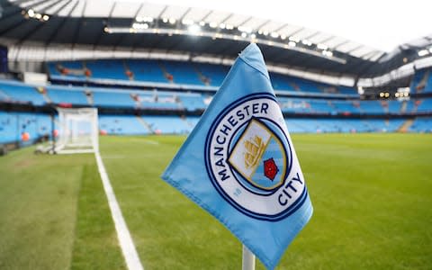 General view of corner flag inside the Etihad Stadium before a match - Credit: Reuters