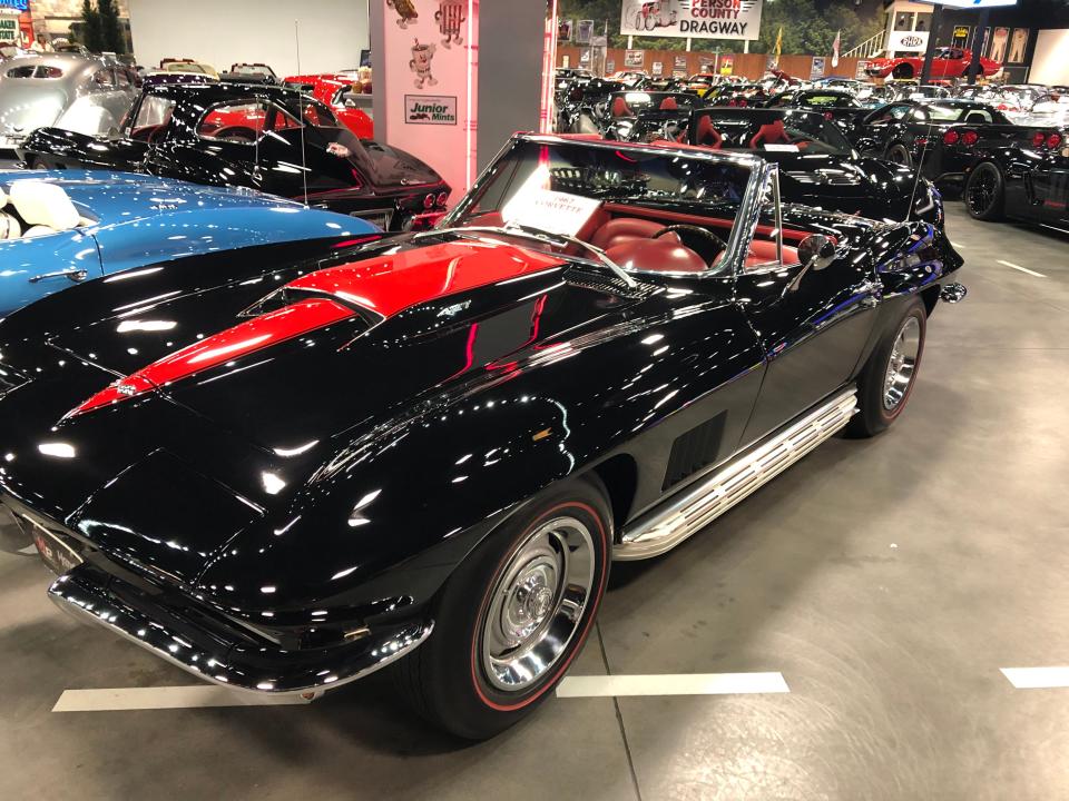 The 1967 Corvette once owned by singer Roy Orbison in Rick Hendrick's Heritage Center garage.