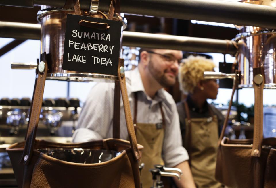 Starbucks barista at a Reserve Roastery in Seattle (Reuters)