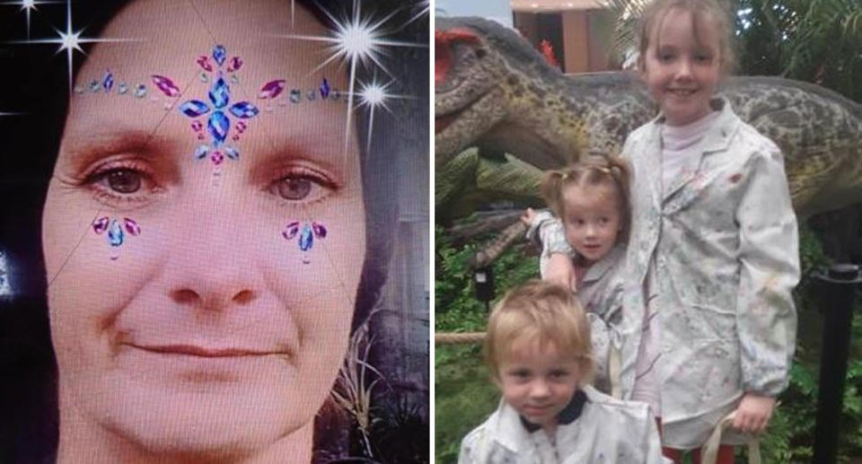 Photo of missing Queensland woman Carly Robson and one-year-old boy and two girls aged four and nine. 