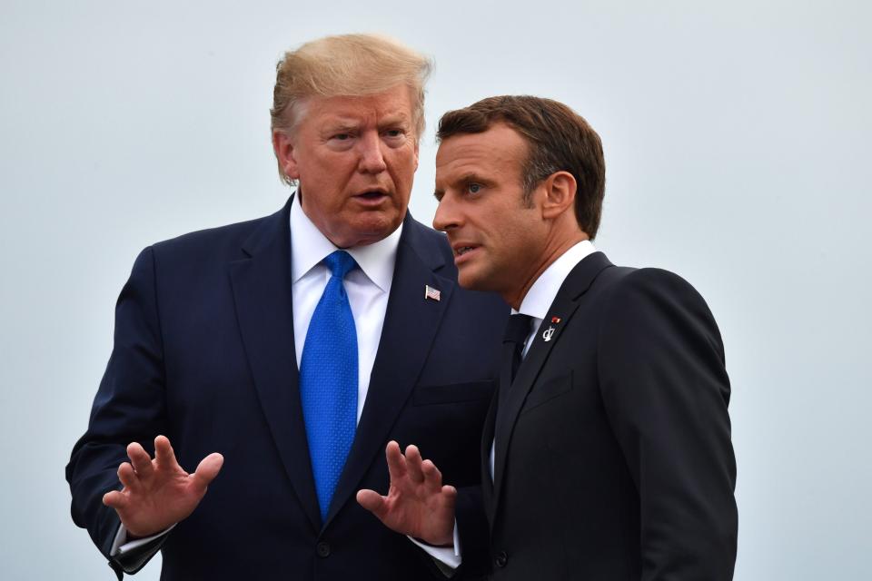President Donald Trump and French President Emmanuel Macron in southwestern France on Aug. 24, 2019.