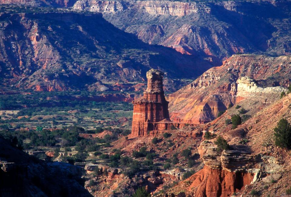 Lighthouse Rock stands at Palo Duro Canyon State Park. The Texas Parks and Wildlife Department is marking its 100th anniversary this year, and the Legislature has cleared the way for voters to approve money for more parkland.