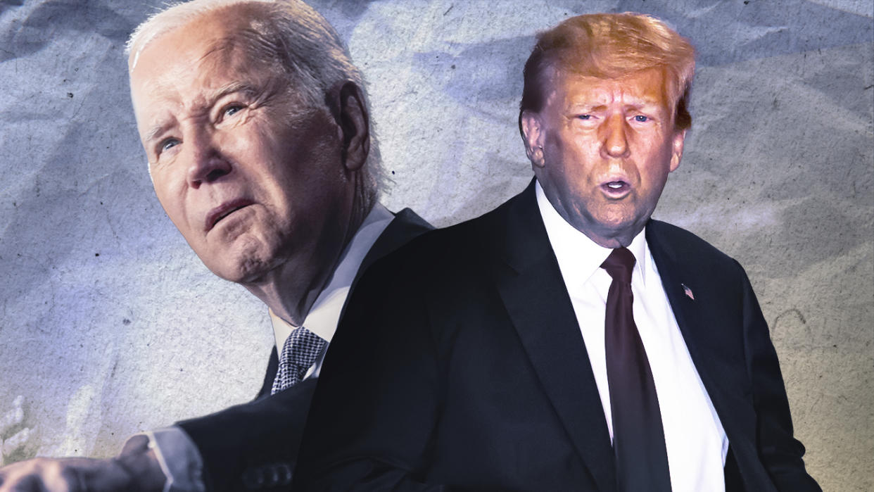 Photo illustration of Joe Biden and Donald Trump.