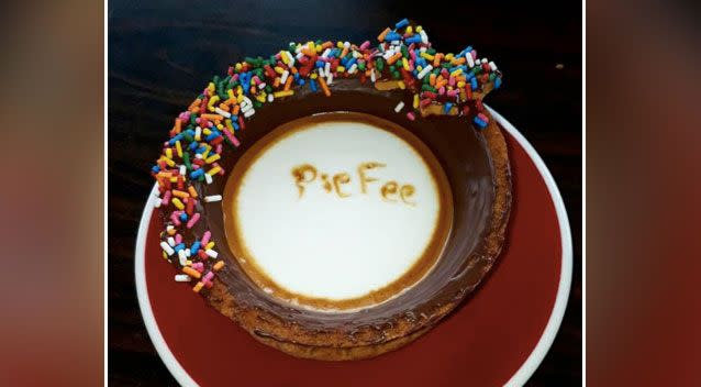 The 'piefee' comes in a variety of options including this sprinkle-covered choice. Source: Facebook/ Tasteful Bakery and Cafe