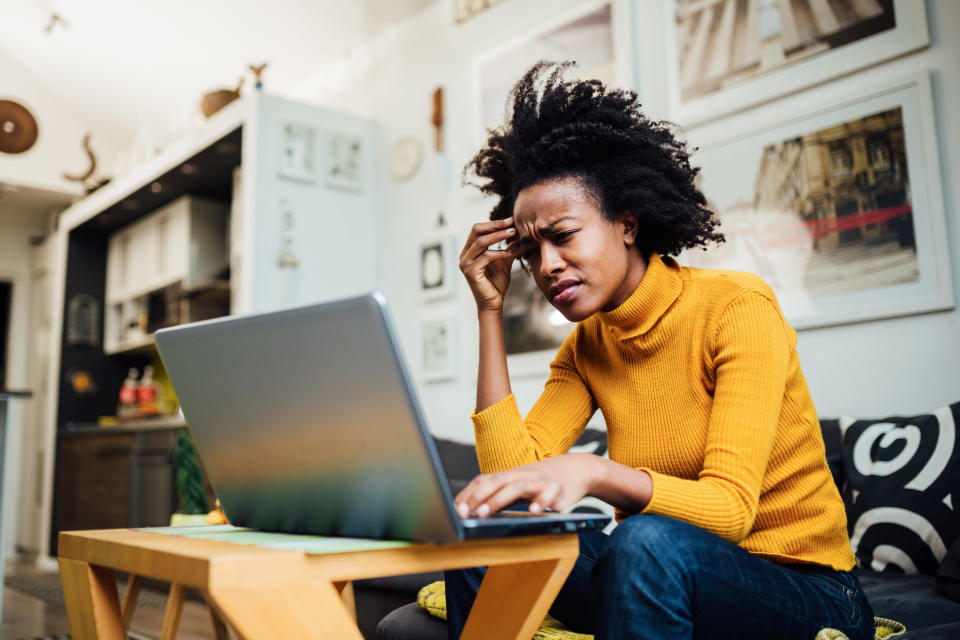 A woman using her laptop