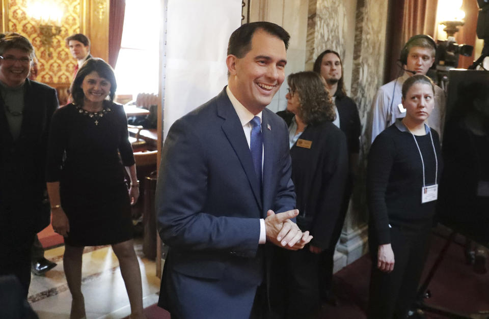 Wisconsin Gov. Scott Walker earlier this year, just before delivering the State of the State address. (Photo: Steve Apps/Wisconsin State Journal via AP)