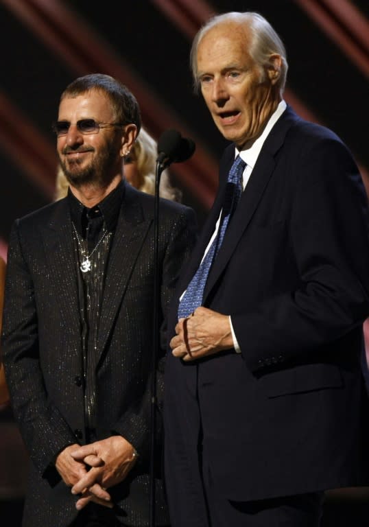 Former Beatle Ringo Starr (L) and producer George Martin were awarded the Best Compilation Soundtrack Album at the 50th Grammy Awards in 2008