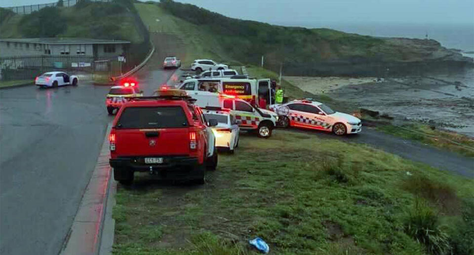 Emergency crews attend the scene in Port Kembla