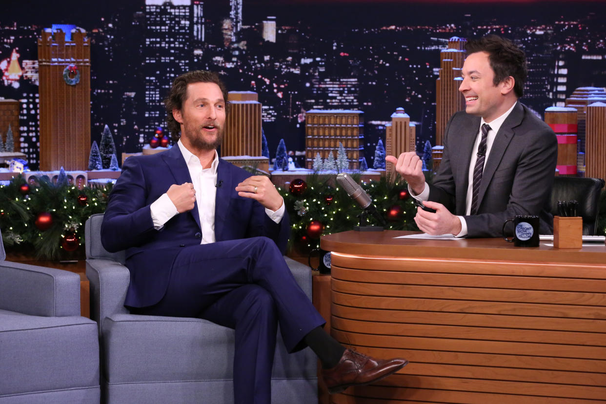 Actor Matthew McConaughey talks with Jimmy Fallon in an appearance on 