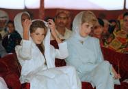 Diana wore similar attire to her host, Jemima Khan, during a visit to Pakistan in 1996