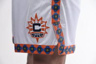 This photo provided by Connecticut Sun on Thursday, April 8, 2021, shows the new Nike "Heroine" edition uniform for the Connecticut Sun WNBA team. As numerous sports teams continue to come under fire for using Native American names and symbols, The Connecticut Sun is putting them on their new jerseys with the input of the team's owners—the Mohegan Indian tribe. (Connecticut Sun/Khoi Ton via AP)