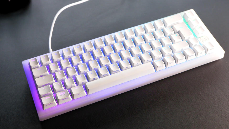 The Cherry K5V2 gaming keyboard with new Cherry MX2A switches on a desktop.