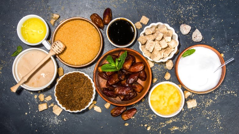 Assorted sweeteners in bowls