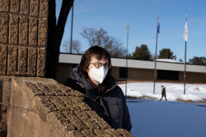 People from rural communities get their coronavirus disease (COVID-19) vaccinations at Menominee Indian High School in Menominee, Wisconsin