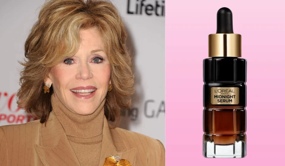 Get the beauty sleep of the stars with Jane Fonda's fave: L'Oréal Paris Age Perfect Midnight Serum. (Getty/Amazon)