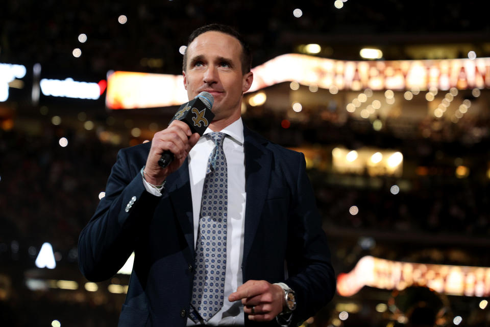 Drew Brees is helping Purdue with its coaching transition, but he's not helping its popularity with state gambling officials. (Photo by Chris Graythen/Getty Images)