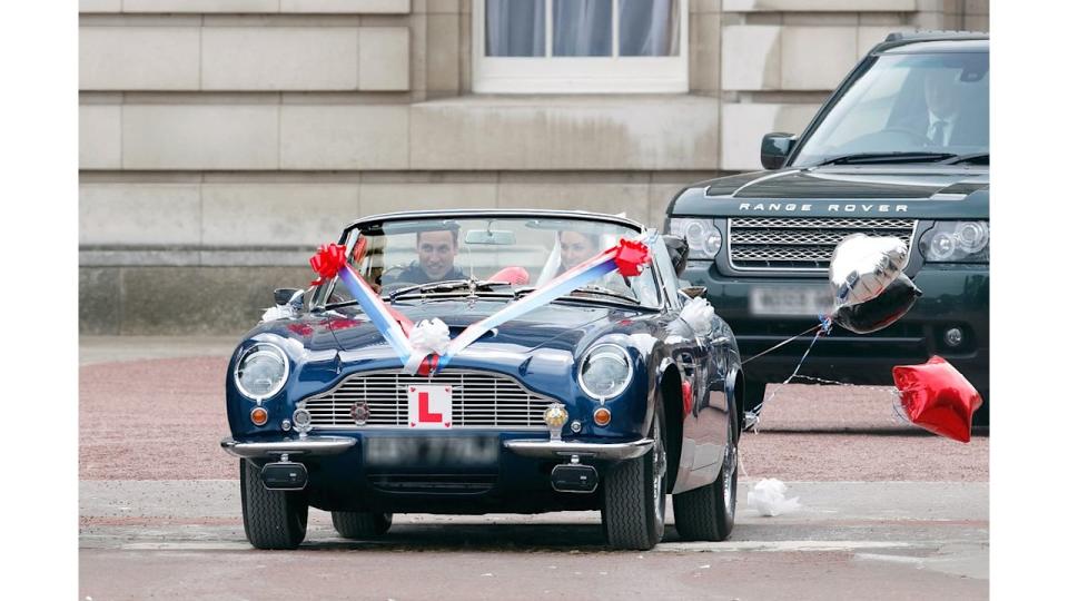 Flashback to the Royal Wedding of 2011 when the Duke and Duchess of Cambridge headed for Clarence House in the Prince of Wales' Aston Martin DB6