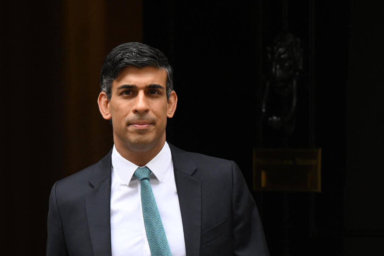 Britain's Prime Minister Rishi Sunak leaves 10 Downing Street in central London on June 28, 2023 on his way to take part in the weekly session of Prime Minister's Questions (PMQs) in the House of Commons. (Photo by Daniel LEAL / AFP) (Photo by DANIEL LEAL/AFP via Getty Images)