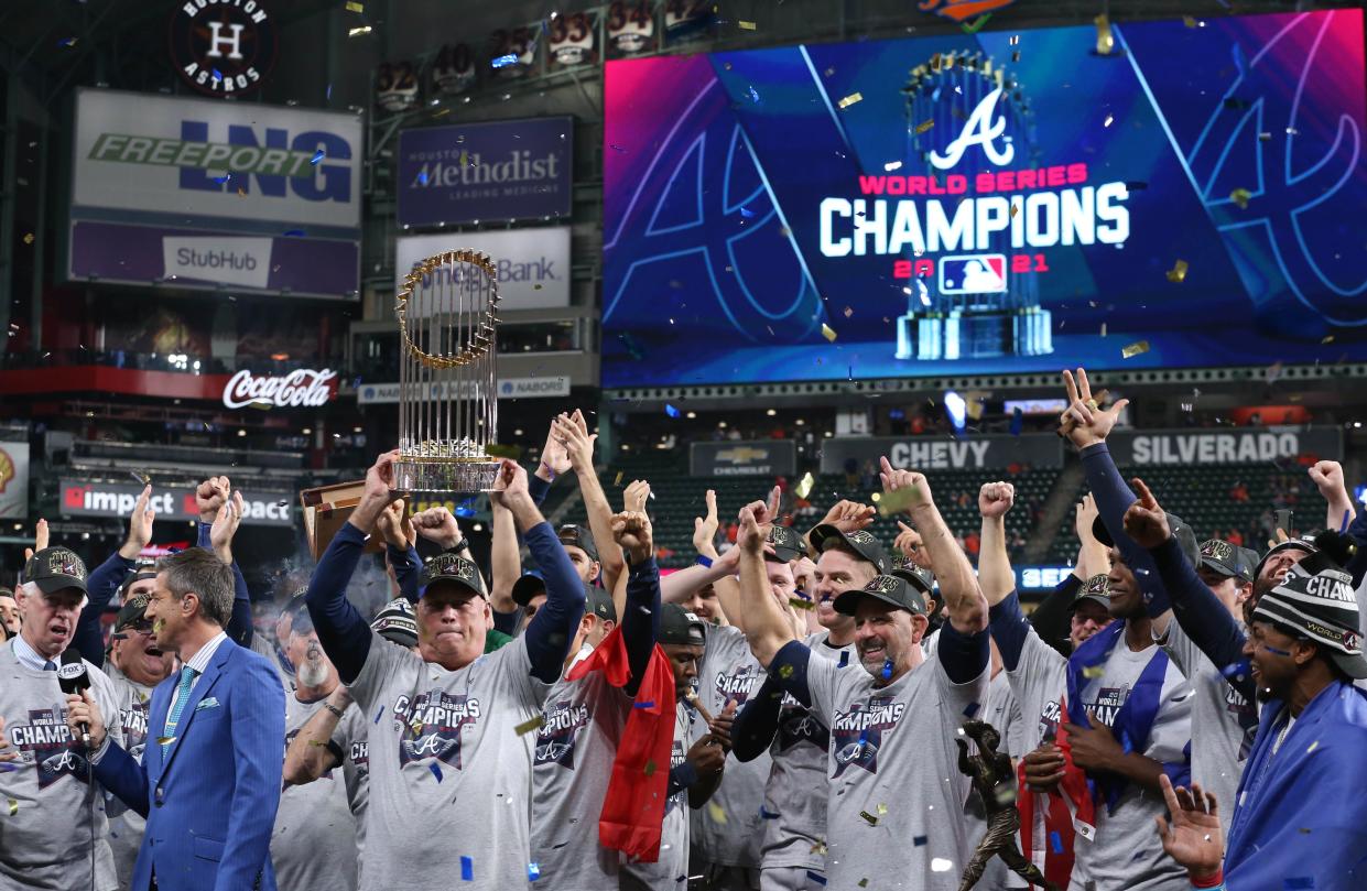 The Atlanta Braves won the World Series by defeating the Houston Astros. The Braves will take the World Series trophy on tour to more than 150 stops throughout the southeast.