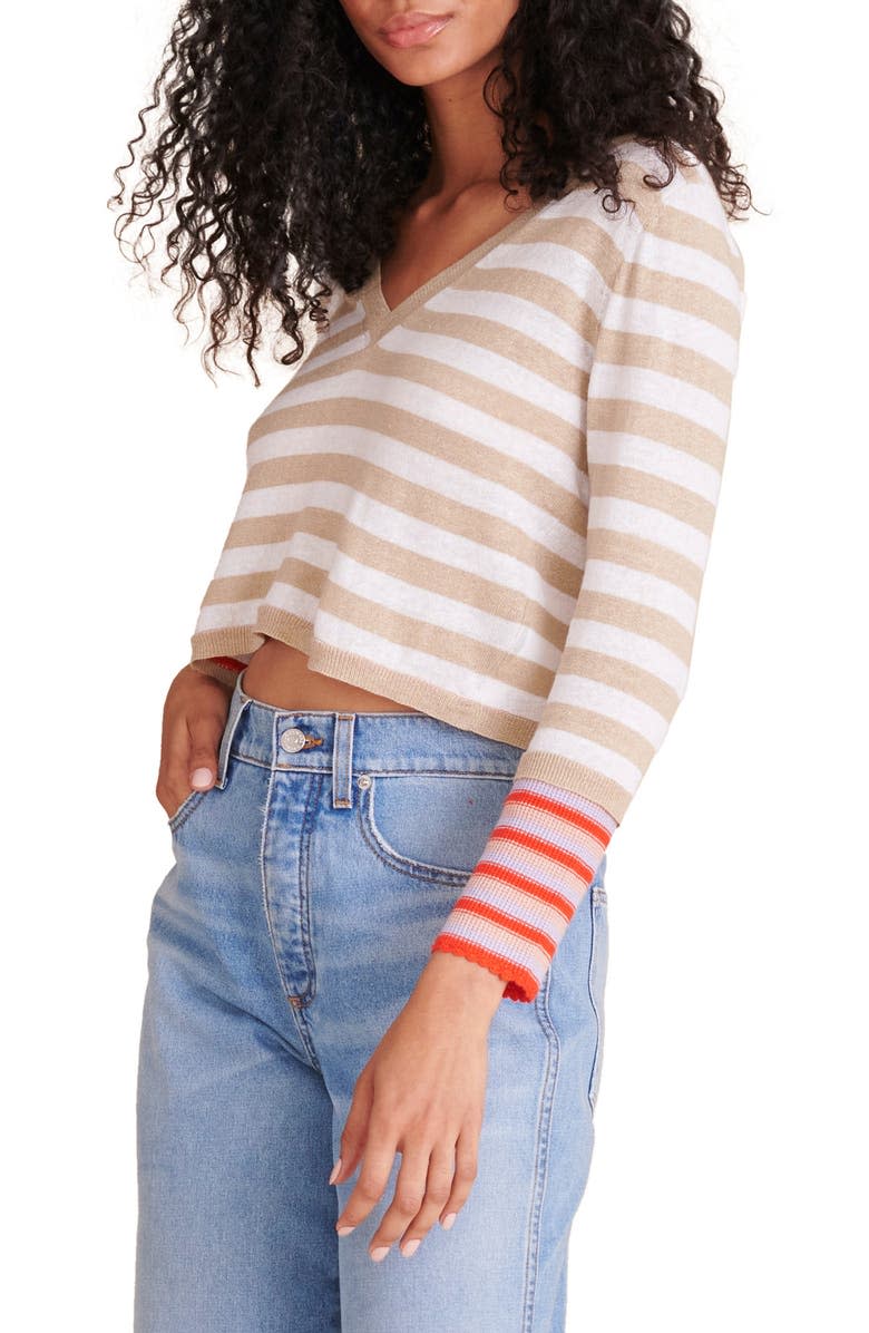 Veronica Beard Florrie Stripe Crewneck Sweater. Image via Nordstrom.