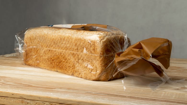 loaf of bread in plastic packaging