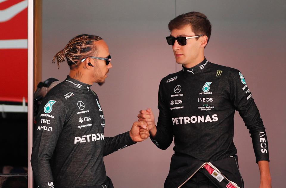 Mercedes teammates Lewis Hamilton and George Russell (Reuters)