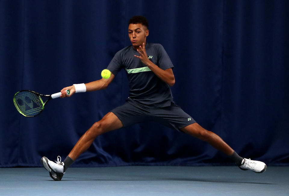 Paul Jubb in action during day four of the Nature Valley Open at Nottingham Tennis Centre.