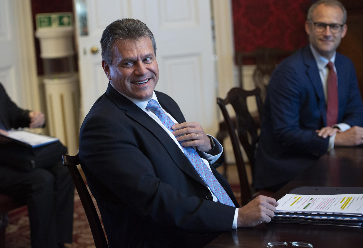 European Commission vice president Maros Sefcovic before the start of the first EU-UK partnership council at Admiralty House in London chaired by Brexit minister Lord Frost. Picture date: Wednesday June 9, 2021.