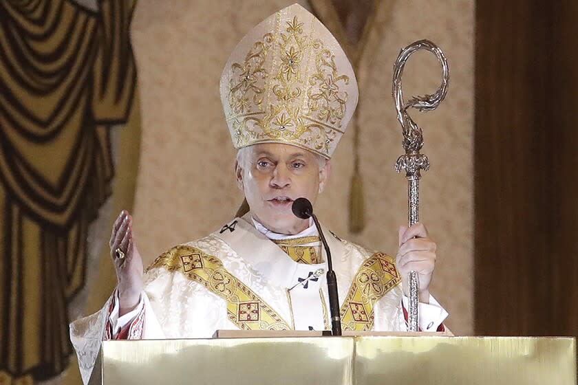 San Francisco Archbishop Salvatore Cordileone celebrates Easter Mass at St. Mary's Cathedral in San Francisco in 2020.