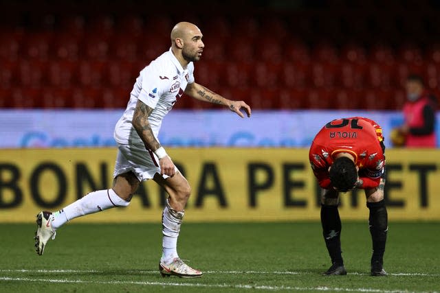 Simone Zaza, left, celebrates his equaliser 