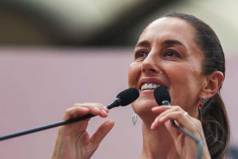 Presidential candidate Claudia Sheinbaum holds a campaign rally in Mexico City