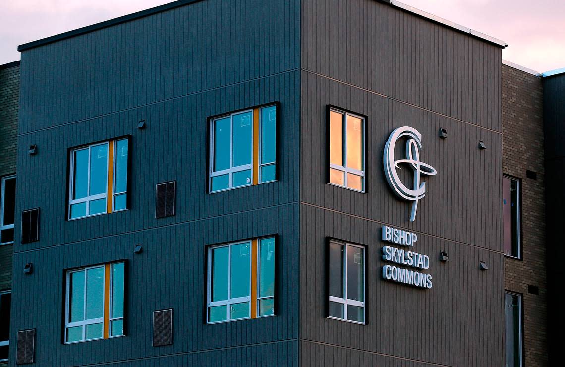 The four-story Catholic Charities of Eastern Washington Bishop Skylstad Commons building in Pasco will offer affordable, permanent housing with on-site support services to address the needs of those experiencing chronic homelessness.