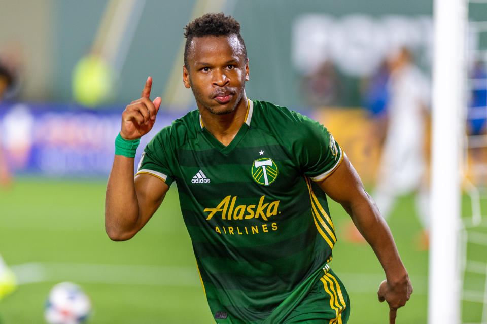 PORTLAND, OR - JULY 27: Portland Timbers forward Jeremy Ebobisse scores the fourth and final goal during the Portland Timbers 4-0 victory over the LA Galaxy at Providence Park, on July 27, 2019, in Portland, OR (Photo by Diego G Diaz/Icon Sportswire via Getty Images).