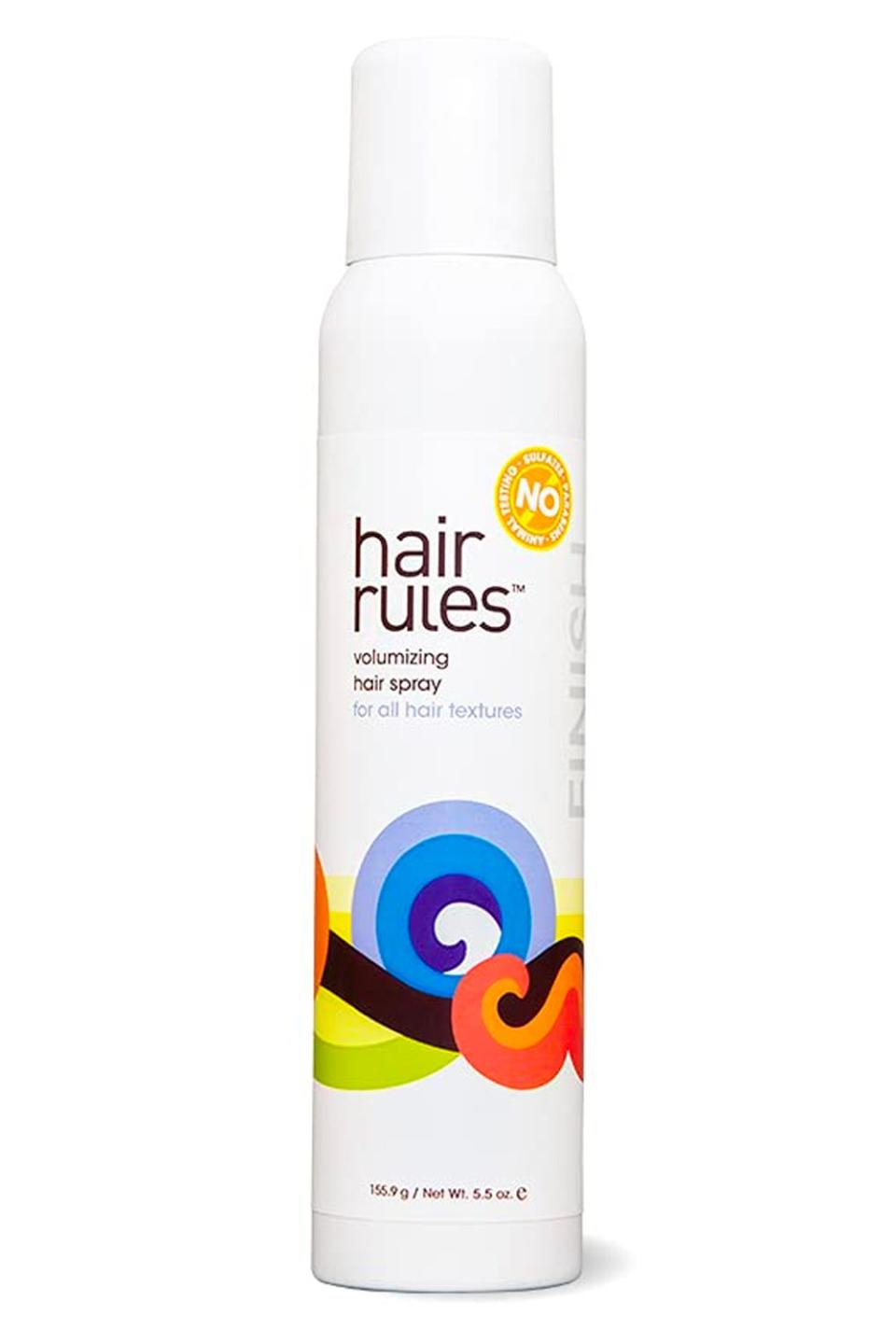 <p><a href="https://hairrules.com/products/volumizing-hair-spray/" rel="nofollow noopener" target="_blank" data-ylk="slk:Shop Now;elm:context_link;itc:0;sec:content-canvas" class="link ">Shop Now</a></p><p>Volumizing Hairspray</p><p>$22.00</p><p>hairrules.com</p><span class="copyright">Courtesy Image</span>