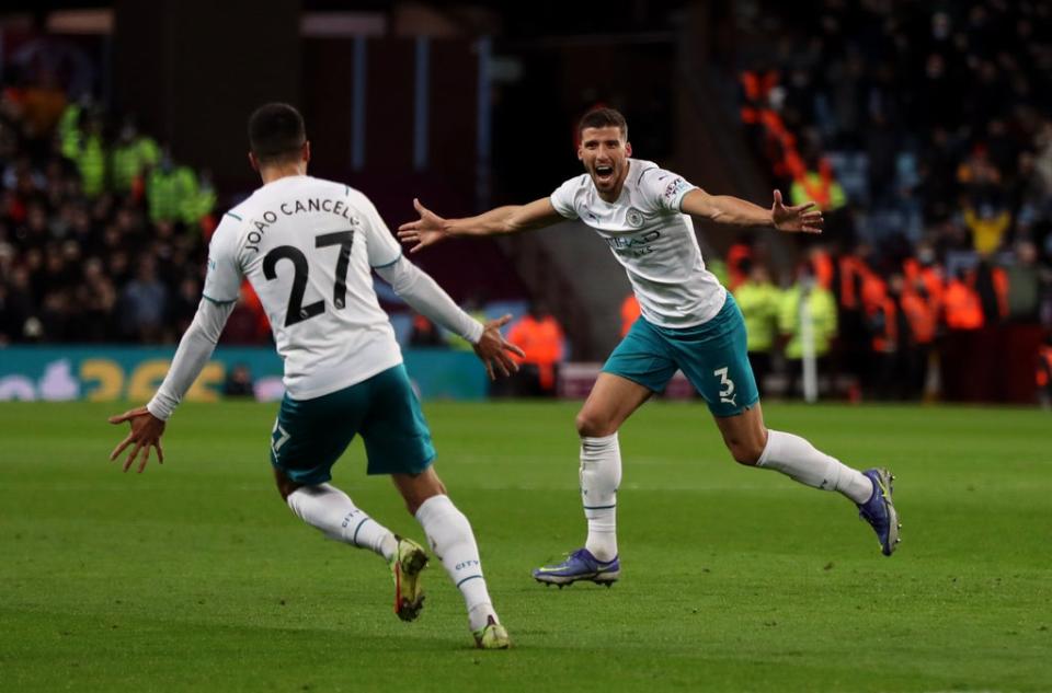 Ruben Dias scored the opener at Aston Villa (Bradley Collyer/PA) (PA Wire)