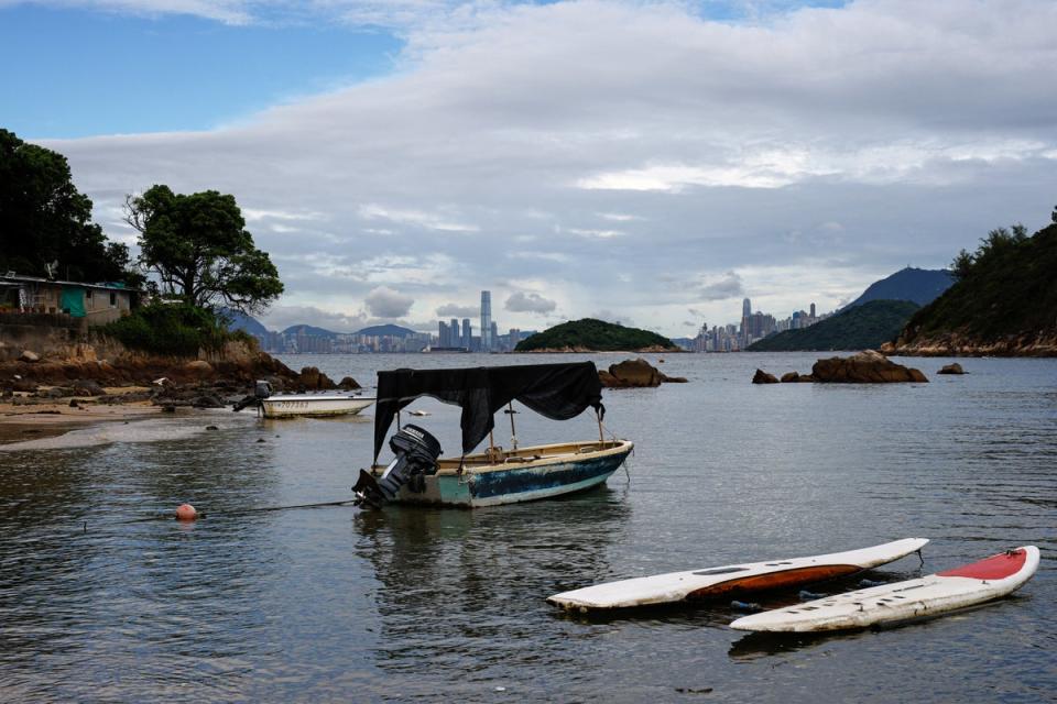 Hong Kong’s skyline is seen from Peng Chau island (Reuters)