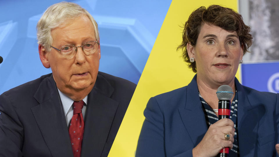 Senate Majority Leader Mitch McConnell (R-KY) /Kentucky Democrat Amy McGrath (Michael Clubb-Pool/Getty Images; Amanda Andrade-Rhoades/Bloomberg via Getty Images)