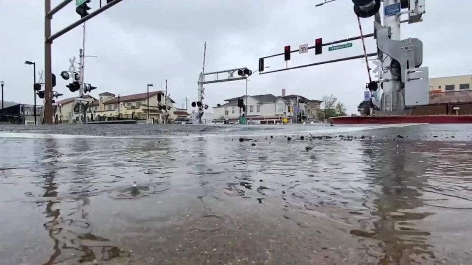 PHOTO: In this screen grab from a video, a flooded street is shown in Santa Rosa, Calif., on March 29, 2024. (WGO)