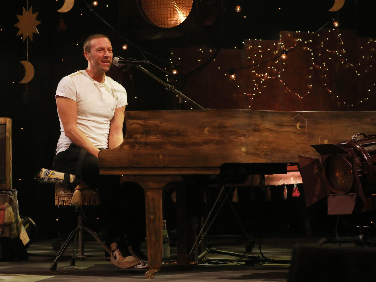 Coldplay lead singer Chris Martin performing during the filming for the Graham Norton Show at BBC Studioworks 6 Television Centre, Wood Lane, London, to be aired on BBC One on Friday evening.