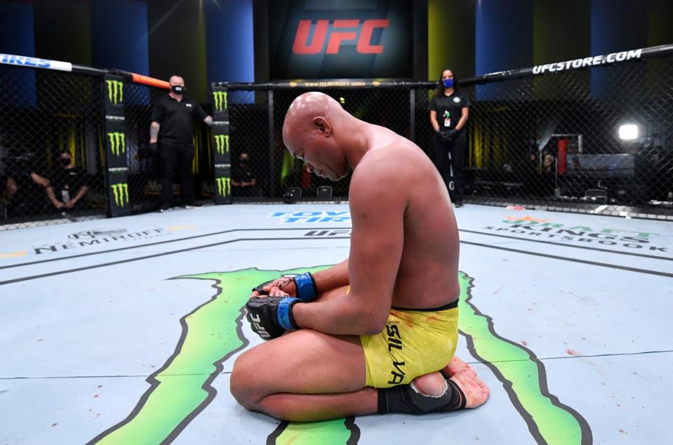 Middleweight icon Anderson Silva after his final bout in the UFC, in 2020 (Zuffa LLC via Getty Images)
