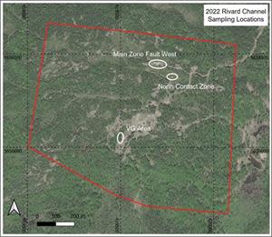 2022 Rivard property channel sampling locations.