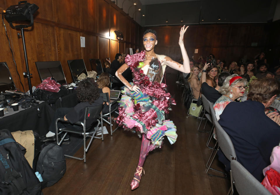 Harlow closed Matty Bovan's show at London Fashion Week on Sept. 16. (Photo by Dave Benett/Getty Images for Matty Bovan)